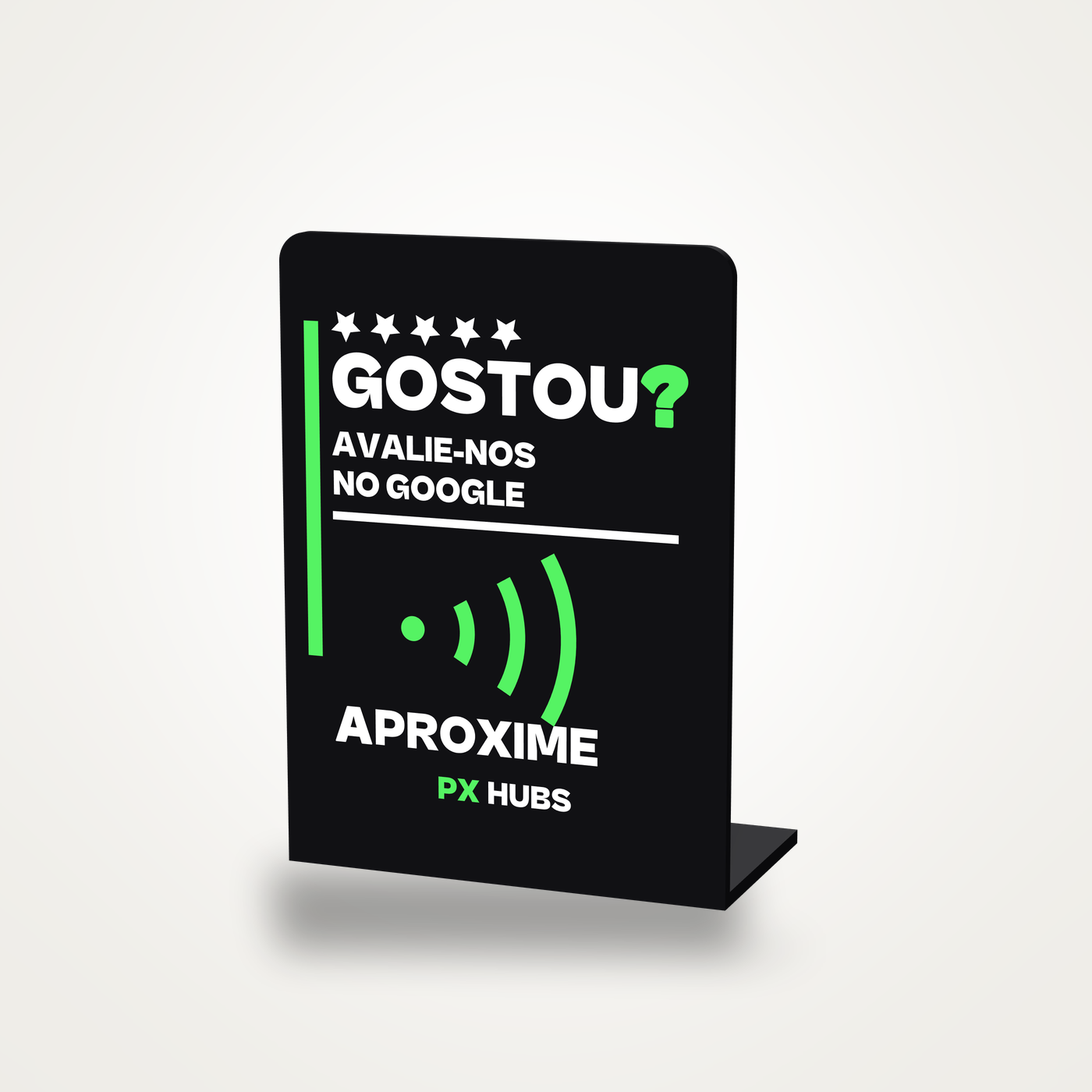 PX Review Stand Universal — placa fina sem código QR, apenas NFC
